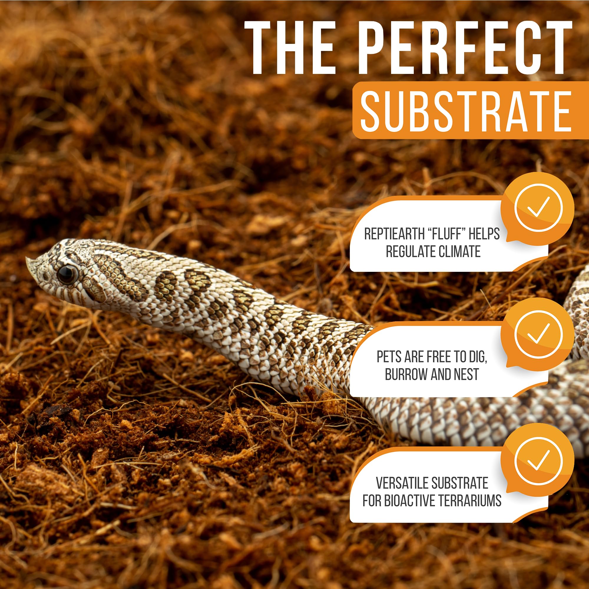 Reptiearth Fine Coconut Fiber Substrate, Fluffy Small-Strand Reptile Substrate And Snake Bedding For Bioactive Terrarium Tanks,